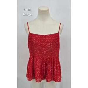 LUSH Smocked Polka Dot Peplum Cami – Size L